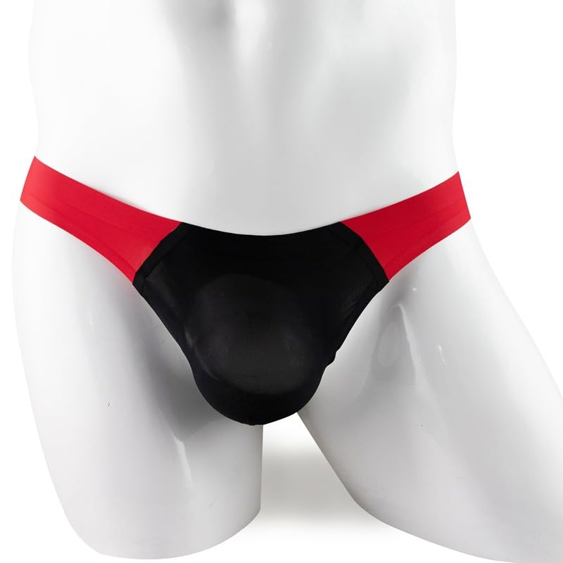 Men's Sexy Thong Ultra-Thin Low rise T-pants Breathable Color blocking U-shaped pouch Big pouch2