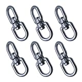 Seimneire 6 Pcs M4 Stainless Steel Double Ended Swivel Hook, Reliable Eye to Eye Swivel Shackle Ring Connector, Plant Hanger for Marine Hammocks Rope Tree Swings
