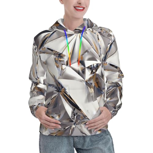 Sweat à capuche pour femme à motif diamant cristal et imprimé paillettes