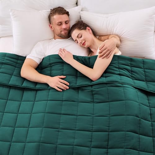 Image of King Size Weighted Blanket for Adults (30 lbs, 80 inch x 87 inch, Dark Green) Cooling Heavy Blanket for Sleeping Perfect for 290-310 lbs, Breathable Blanket for Adults & Couple All Season, Machine Washable