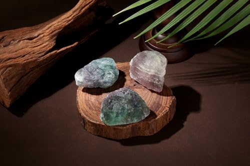 Image of 2Pcs Rainbow Fluorite 1.8-2.2 inch Large Raw Crystals Rocks Rough Stones Healing Crystal for Cabbing DIY Wicca Reiki Decoration Wire Polishing Wrapping Tumbling Natural Colorful Fluorite Gifts