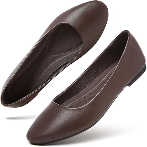 Image of Hash Bubbie Women's Flats Shoes Ballet Flats Dress Shoes Comfortable PU Leather Slip on Shoes for Women
