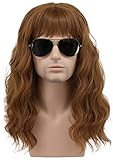 karlery California 70s 80s Rocker Wig Men Women Long Curly Brown Halloween Costume Anime Wig
