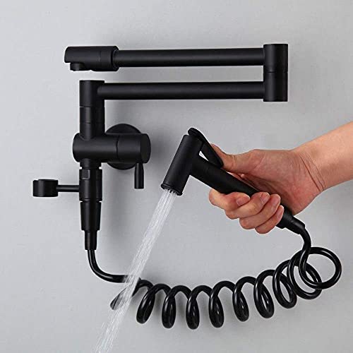 Grifo mezclador para fregadero, grifo de ducha con columna de agua, grifo de cocina, lavabo, fregadero, lavadero, piscina, grifo de bidé telescópico, bidé, línea telefónica/negro/juego completo