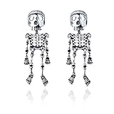 RareLove Gothic Halloween Costumes Earrings Funny Skull Skeletion Dangle Stud For Women Girls Alloy Plated