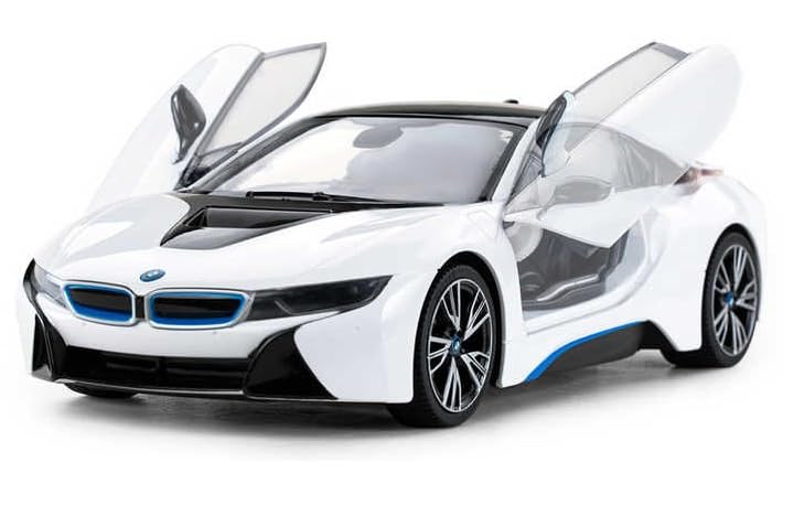 Image of Invite Enterprise 1:32 B -M-W i8 Toy Car Metal Pull Back Diecast Car with Openable Door and Sound Light, Gifts Toys for Kids (White Color)