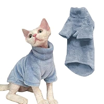 NAVESO Cats Vest Turtleneck Sweater, Sphinx Hairless Cat Clothes, Kittens Winter Clothes, Two-Legged Pet Turtleneck Sweater and Vest for Sphynx Hairless Cat Chihuahua Bulldogs, (Blue) L