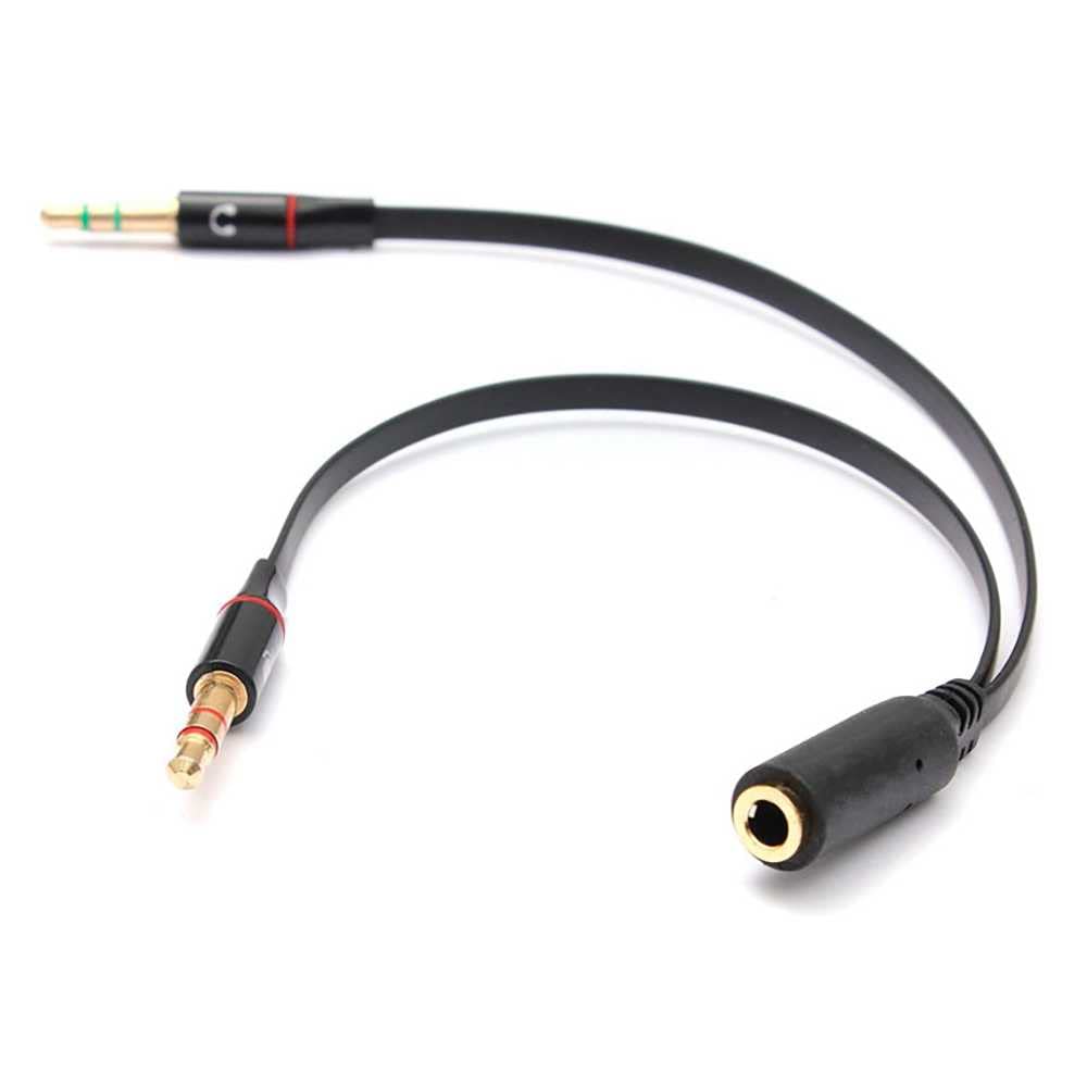 Cable and Splitter 1 Female to 2 Male 3.5 mm Jack, Join Microphone and Headphones, Black, 18 cm - Image 2