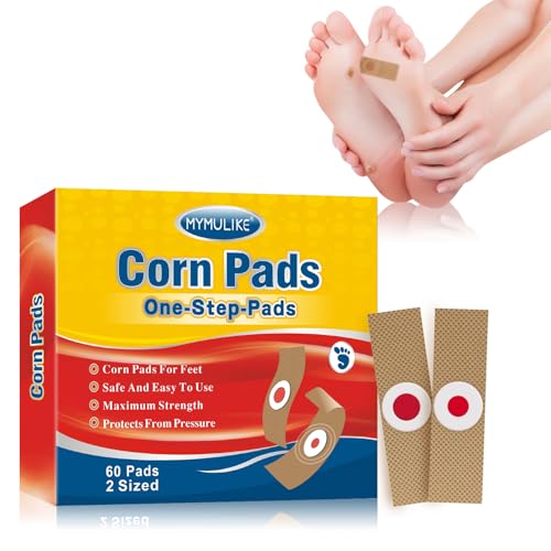 Hühneraugen Pflaster MYMULIKE 60pcs Corn Removal Pads 2-Größe Entferner Hühneraugen für Füße 30 Large Size und 30 Small Size Fußpflege Hartnäckige Hühneraugen Entfernen Fußsohle