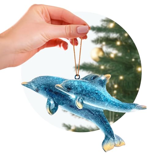 Dolphin Ornament Hand Painted Dolphin Coastal Christmas Ornaments Nautical Christmas Ornaments Ocean Decor Beautiful Sea Figurines Decor for Marine and Sea Lovers Beach Themed Xmas Ornament