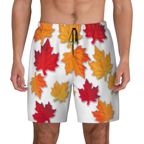 Maillot de bain pour homme imprimé automne avec doublure compression et poches