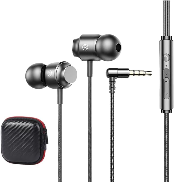 Ear Buds for Computer or Laptop Wired Earbuds with Case Plug in Microphone Headphones PC Chromebook Earphones Noise Isolating Replacement for Kindle Fire Switch Samsung School 3.5mm