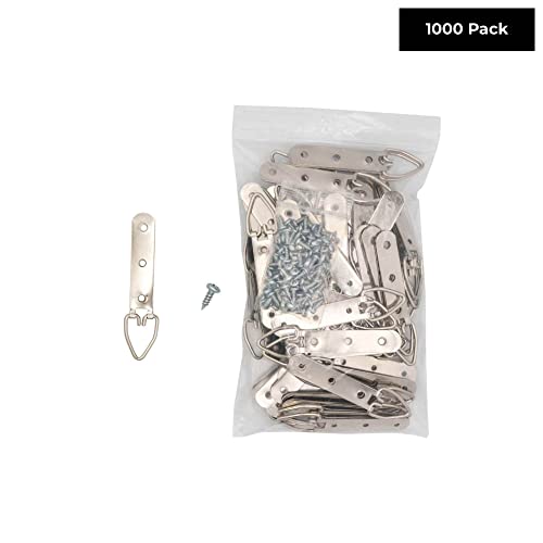 Image of 3 Hole Zinc-Plated Heavy Duty D Ring Picture Hanger - Pack of 1000 with Screws for Picture Frames & Mirrors