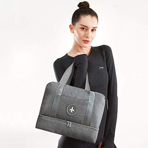 FANDARE 3-in-1 reistas, schoudertas, opvouwbaar, voor mannen, vrouwen, strand, zwemmen, sportschool, sporten., Metálico, L - Image 4