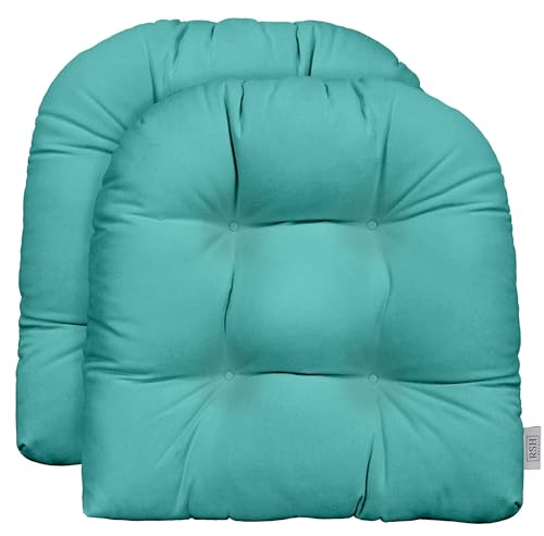 RSH DECOR: Sunbrella Tufted Wicker U-Shape Cushions Set of 2 | 22” x 22” | Outdoor Seat Cushions...