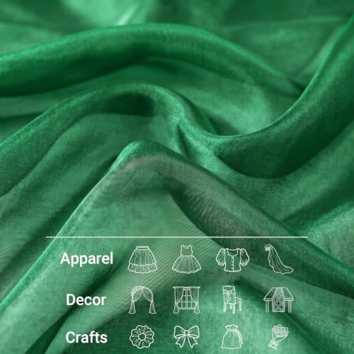 DrWeave Sheer Organza Fabric by the Yard 59 Inch Wide Forest Green 5 Yards — view 5