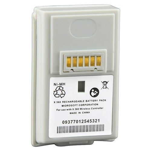 Compatible with Xbox 360 Controller Rechargeable Ni-MH Battery in White By CS Power