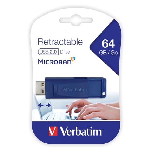 Image of Verbatim 64GB USB 2.0 Flash Drive - Cap-Less & Universally Compatible - Blue