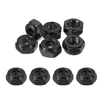 10-Pack M8 X 1.25 Nylon Lock Nuts - Carbon Steel Self-Locking Hex Nuts For Industrial & DIY Projects