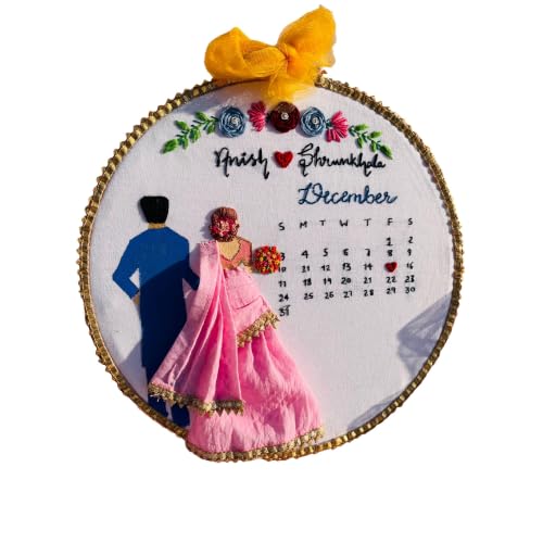 Image of HBH Wedding Hoop Decor with Custom Names Hanging Wall Keepsake | Customized Photo Frame