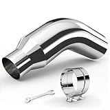4 to 6 Inch Diesel Exhaust Tip Elbow with Clamp, Polished Stainless Steel 4" Inlet 6" Oulet Turndown Exhaust Tip for Pickups, Trucks and Cars, Clamp/Weld On, 23" Length