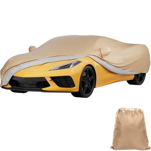 Image of JOYTUTUS Car Cover Compatible with 2020-2026 Corvette C8 Stingray Z06 Z51 (Not Fit for High Wing), Soft Cotton Inner Sun Rain UV All Weather Protection