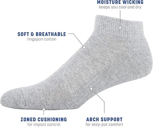 Image of Womens Ankle Socks 6 Pack Athletic Running Low Cut Casual Socks (Size 6 to 9, 6 Grey)