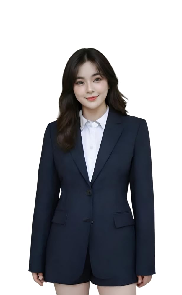 cadmon Women Cotton Blend Solid Single Breasted Blazer with Notched Lapel | Full Sleeves, Button Closure, Regular Fit Formal Blazer for Womens & Girls | Lightweight & Breathable Fabric (Blue)_122-picture-54