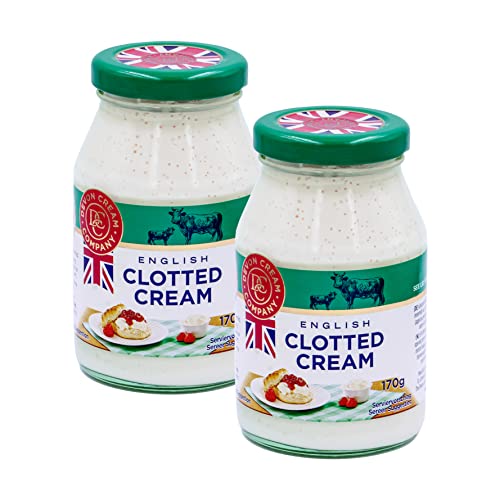 CLOTTED CREAM 2x170g englischer Devon Streich-Rahm-Creme im Glass von Coombe-Castle passt zu Cones Apple-Pie-Kuchen Pancakes-Pfannkuchen Dessert-Toppings (2)