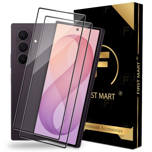 Image of FIRST MART Tempered Glass Screen Protector for Samsung Galaxy Z Fold 8 Ultra 5G - Full-Glue Screen Guard, 3D Edge to Edge, HD Clear, Bubble-Free, Case-Friendly, Black, Pack of 2