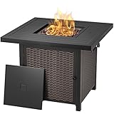 🔥【Modische Aussehen】 - Die Tischplatte des Gas-Feuertisches verwendet mehrere Prozesse, um rostfreie schwarze Farbe zu sprühen. Die untere Stahlplatte sieht aus wie ein Korb, und die Kombination der beiden sieht sehr elegant aus. Einzigartige antike Kupfer Kunst Oberflächen. Die Feuerstelle ist leicht zu bewegen