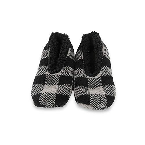 Agilis Men's Slipper Socks, Soft Step Technology with Memory Foam - Calcetines Zapatillas de Hombre, Soft Step Technology con Planta de Memory Foam (Black Grey Checker, Numeric_40)
