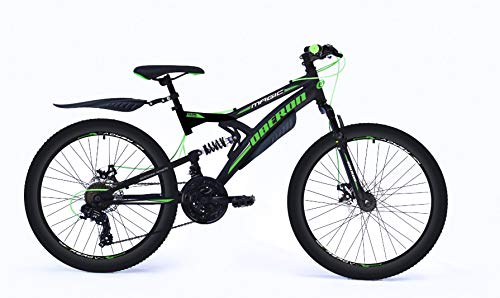 20 Zoll Kinder Jungen Mädchen Jungenfahrrad Fahrrad Kinderfahrrad Mountainbike MTB Rad Bike Vollfederung Fully 6 Shimano Gang Scheibenbremse Mechanisch Oberon Schwarz Grün