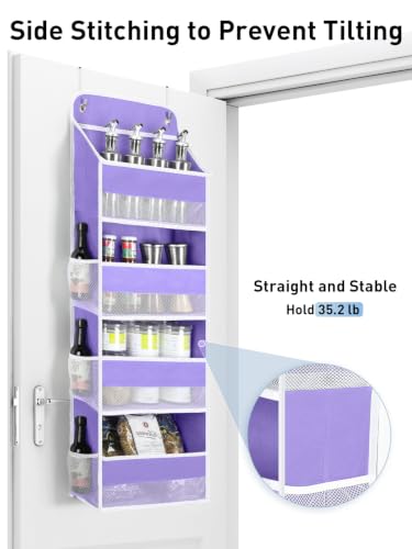 Image of Yecaye Over the Door Organizer, 35.2lbs Load Toy Stuffed Animal Storage, Bathroom Organizers and Storage for Nursery Newborn Baby Essential Stuff Dorm Room Essentials, Purple 4 Tier