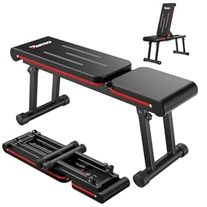 PASYOU Halterbank Verstelbaar, Inklapbare Plat Fitnessbank met 300KG Draagvermogen, 6-Niveaus Inclinaison Trainingsbank voor Thuisgym, Dubbel Frame (Model: PB300)