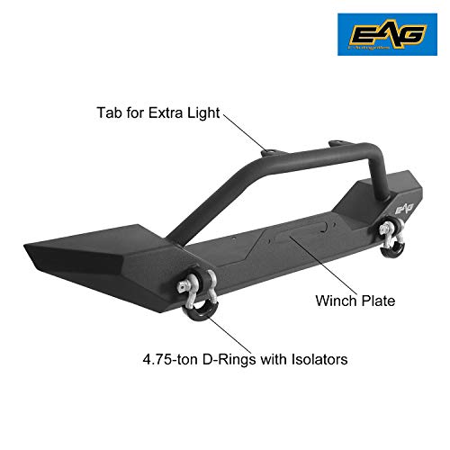 EAG Steel Front Bumper with Winch Plate Black Textured Fit for 87-06 Wrangler TJ YJ
