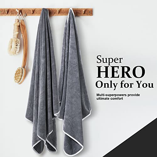 Qt Ultra Soft Microfiber Bath Towel 3 Pack(30’’ X 60’’) Extra Large, Super Absorbent & Fast Drying, Multi-Purpose Use For Bath, Fitness, Yoga, Sports, Travel, Grey #TOP3