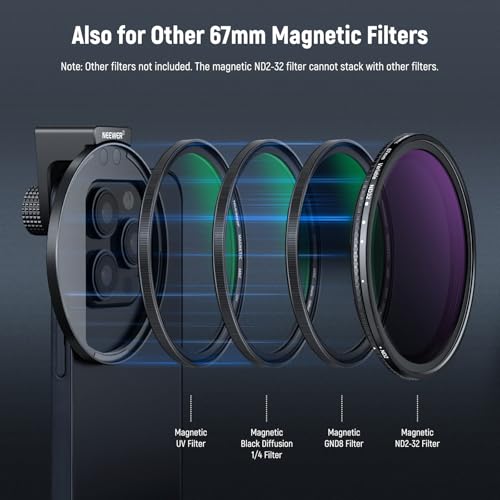 Image of NEEWER 67mm Magnetic CPL Filter, Circular Polarizing Filter with Cold Shoe Phone Camera Lens Clip, Photography Accessories Compatible with iPhone 17 16 Android Samsung Galaxy S25 Ultra