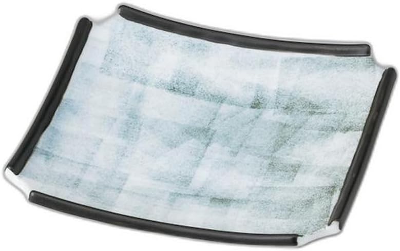 Black Tataki Fuchi Black Square Cut Appetizer Plate, 7.3 x 7.3 x 1.2 inches (18.5 x 18.5 x 3 cm) | Square Plate, Medium, Setomonohonpo