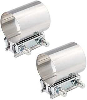 BEYGIH 2 Pack Butt Joint Exhaust Band Clamps, Exhaust Pipe Work Sleeve Preformed Stinless Steel 3 inch OD to OD Exhaust Tubing Couplings Secure Fit Connecting for Muffler Catalytic (2.5 inch)