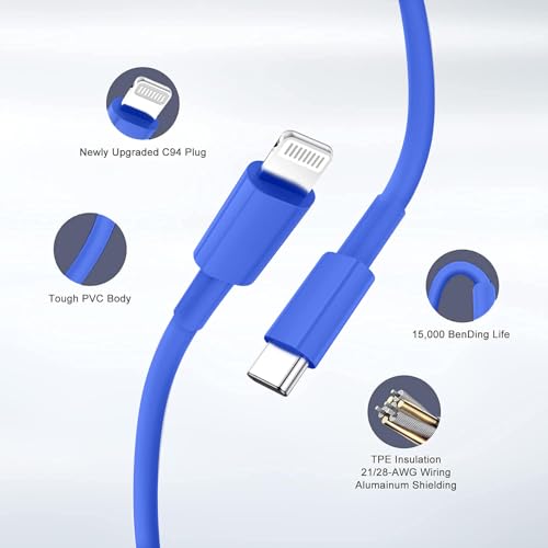 Image of iPhone Fast Charger,Type C Wall Charger Block Plug and 6ft USB C to Lightning Charging Cable Cord Long,Power Adapter Cube Brick Box for Apple iPhone 14 Pro Max /14 Plus /14 /13 /12 Mini /11 /XS Max /XR /iPad