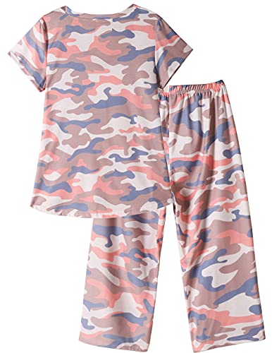 Hong Hui Women's Capri Pajama Sets Plus Size Sleepwear Top With Capri Pants 2 Piece Sleep Set Orange Xx-Large #TOP1