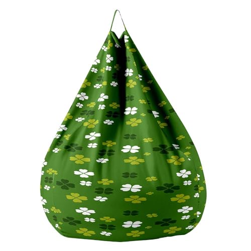 Fasbuy Trébol de Cuatro Hojas Girasol Puff, Puff Gigante sin Relleno con Asa, Salon Bean Bag para Almacenaje, Puf Sofa para Adultos Niños Exteriores Interiores (Blanco,S)