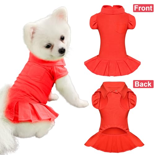 Topkins Hundekleid, Hundesportkleider für kleine mittelgroße Hunde Mädchen, Hundesommerkleid, Hunde-Reverskleid, Hundehochzeitskleid, Hundegeburtstagskleid mit Faltensaum für Frühling, Sommer, Herbst
