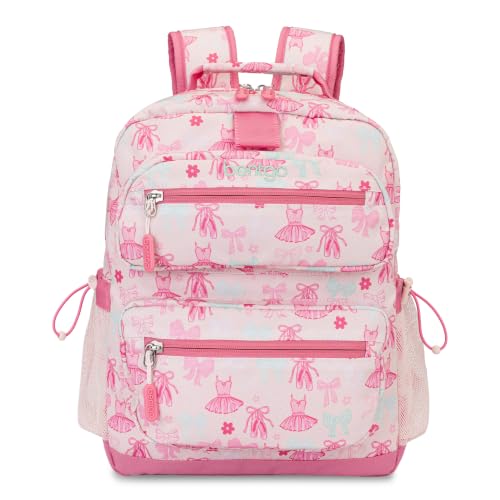 Image of Bentgo Kids Print Backpack - Lightweight 14 inch Backpack for School, Travel & Daycare, Ideal for Ages 4+, Durable & Water-Resistant, Roomy Interior, & Loop for Lunch Bag (NEW Ballet & Bows)