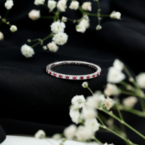 Certified Real Ruby Eternity Ring for Women, AAA Quality, Ruby Moissanite Wedding Band - Ready To Gift3