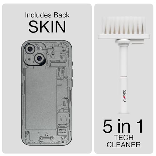 Image of Capes India Mobile Phone Skins Compatible with Apple iPhone 15 | Not a Cover /Case | Protective Film Vinyl Sticker (Teardown Silver, Full Body Skin + Tech Cleaner)