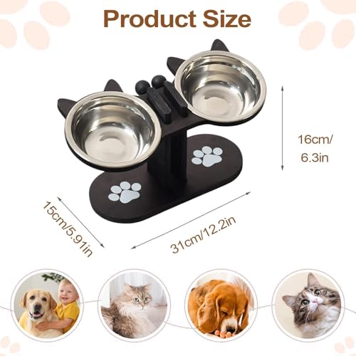 Bebedero para gatos contra el dolor cervical comedero elevado 15° 6