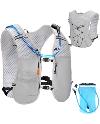 ECOHUB Zaino Trail Running Anti-Rimbalzo con Sacca Idrica 2L, Gilet Running Leggero e Traspirante con 6 Tasche, Zaino Idratazione Regolabili per Uomo, Donna, Corsa, Maratona, Ciclismo, MTB, Trekking
