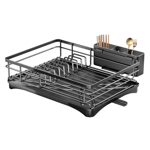 Naqqios Escurreplatos - Escurridor de platos - Escurridor de utensilios | Escurridor de platos de metal antioxidante para cocina de diseño moderno, escurridor para varios utensilios de cocina